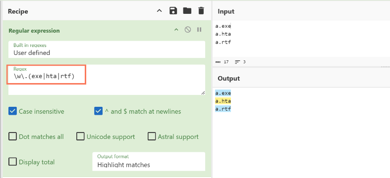 Regular expression in CyberChef